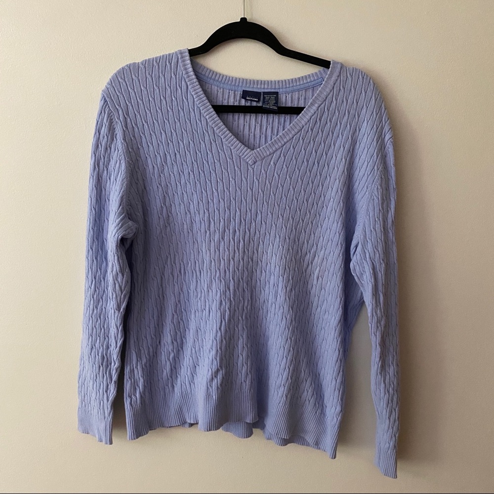 Blue Knit Pattern Sweater